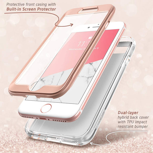 Rose Gold Marble iPhone 8 Plus Hybrid Case