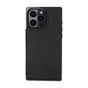 iPhone 16 Pro Max Leather Wallet Ring Button Case - Black