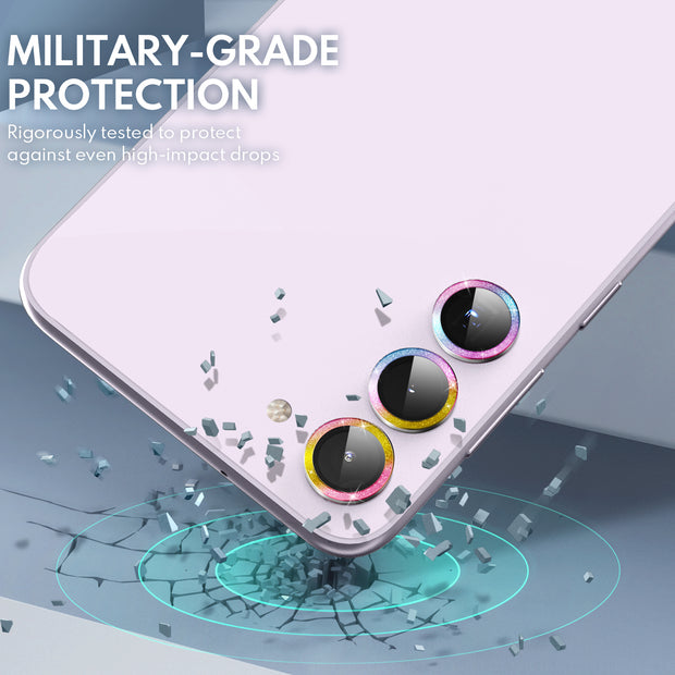 Tempered Glass Camera Lens Protector for Galaxy S23/S23 Plus-Glitter Rainbow