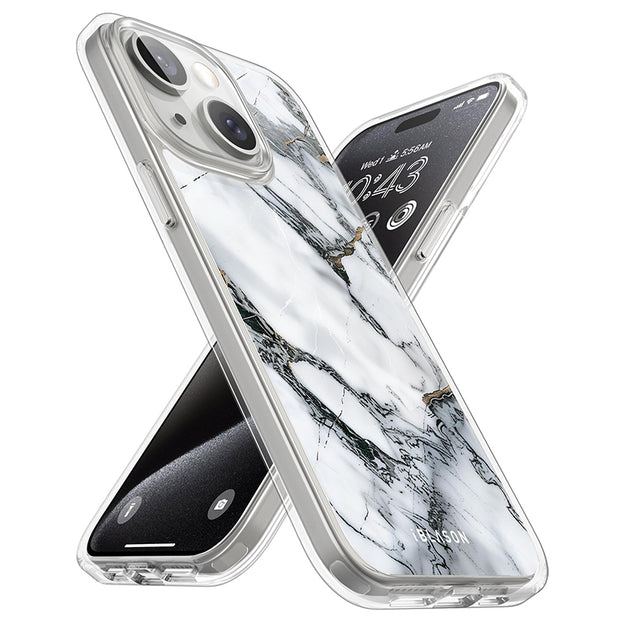 iPhone 14 Halo MagSafe Cute Phone Case - White Marble