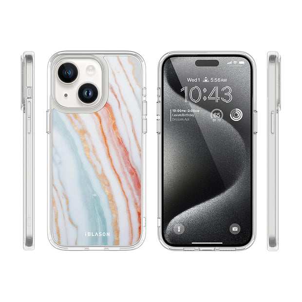 iPhone 14 Plus Halo MagSafe Cute Phone Case - Marble Rainbow