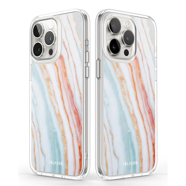 iPhone 15 Pro Max Halo MagSafe Cute Phone Case - Marble Rainbow