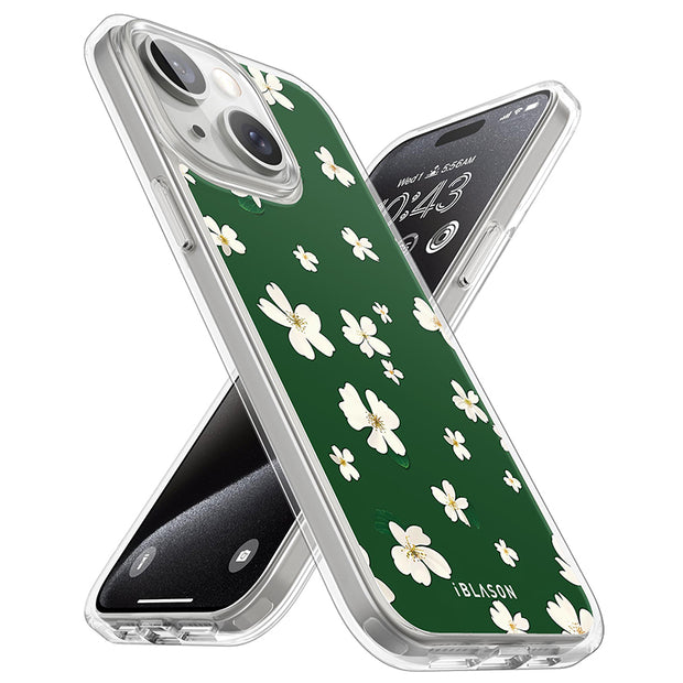 iPhone 15 Halo MagSafe Cute Phone Case - Green Daisies