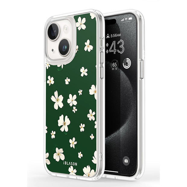 iPhone 15 Halo MagSafe Cute Phone Case - Green Daisies