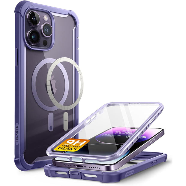 iPhone 14 Pro Ares Mag with Tempered Glass  Case - Purple