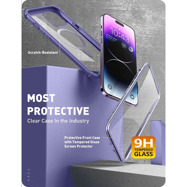 iPhone 14 Pro Ares Mag with Tempered Glass  Case - Purple