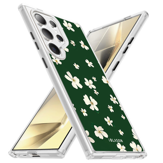 Galaxy S23 Ultra Halo MagSafe Cute Phone Case - Green Daisies