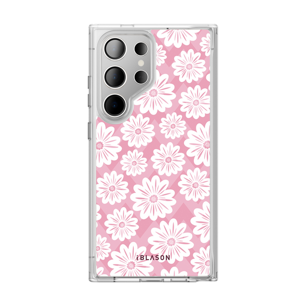 Galaxy S24 Ultra Halo MagSafe Cute Phone Case - Pink/White Daisies