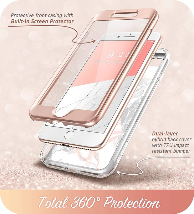 Rose Gold Marble iPhone 8 Plus Hybrid Case